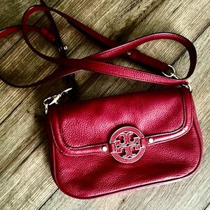 Tory Burch Red Leather Mini Crossbody Bag